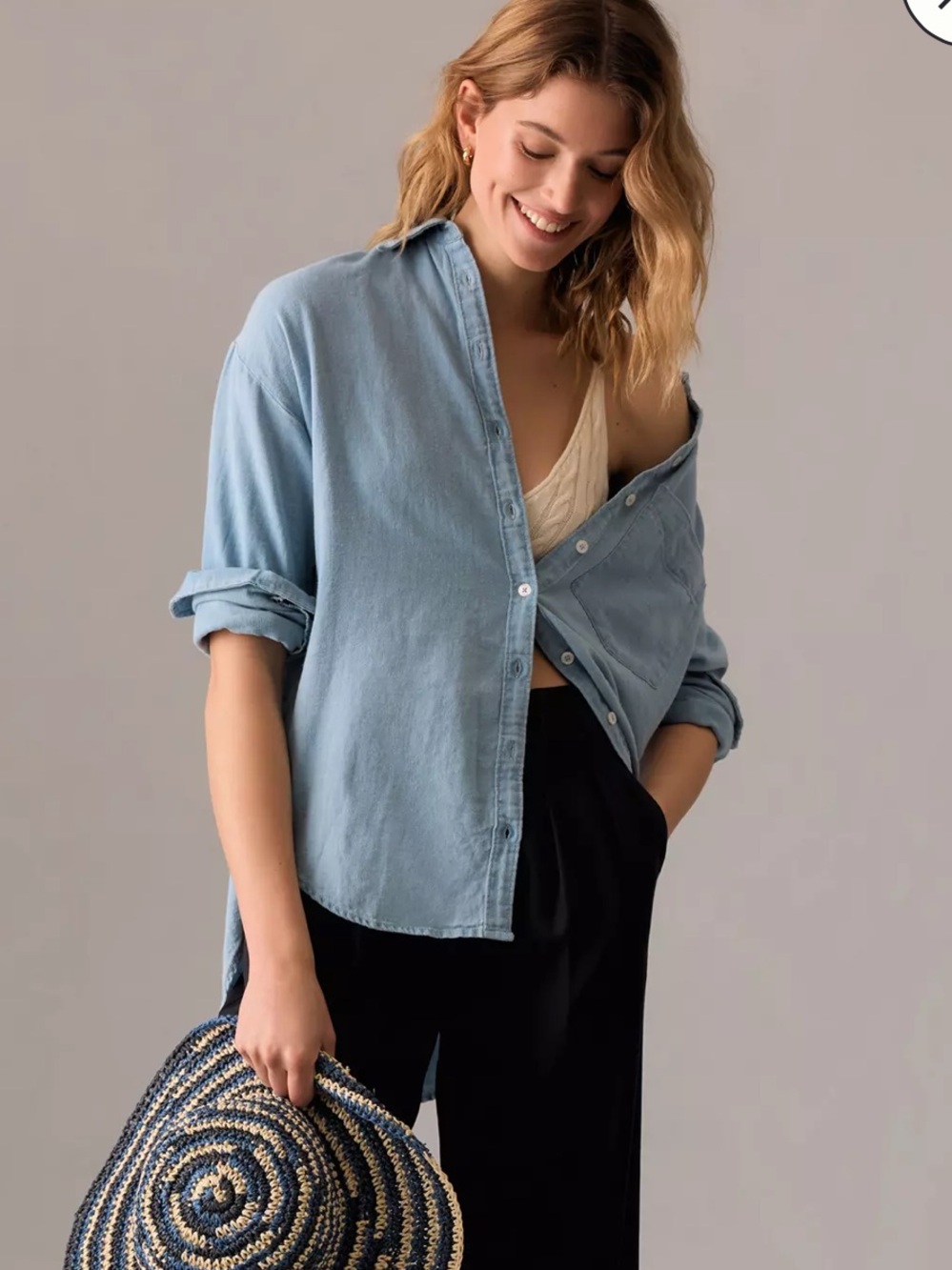 Maeve by Anthropologie The Bennet Buttondown Shirt Chambray Edition size M - Picture 3 of 12